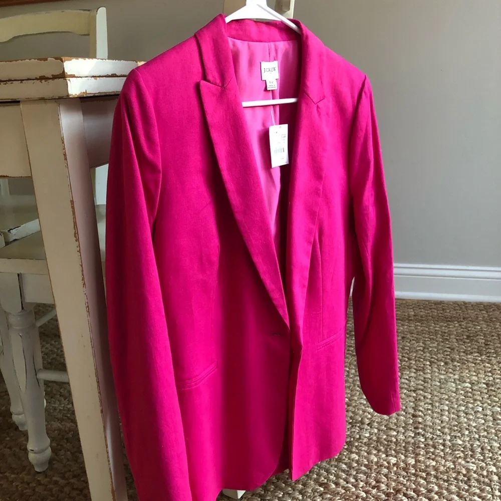 New w Tag: J Crew Linen Blend One Button Blazer. Size 12